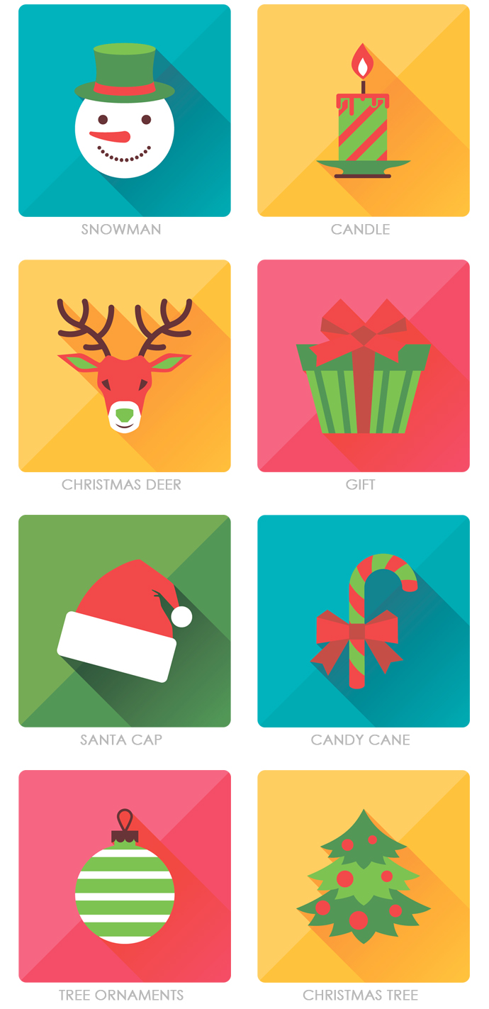 Free PNG Christmas Icons in Flat Style